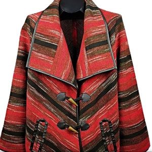 Tribal wool blend geometric jacket - size L